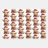 Highland Koe Holiday Wrapping Papier 3 vellen (Voorkant 2)