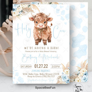 Highland Koe Holy Koe baby shower Boy Kaart
