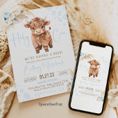 Highland Koe Holy Koe baby shower Boy Kaart