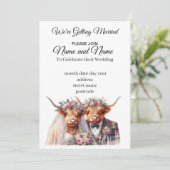 Highland Koe huwelijksuitnodiging Kaart (Staand voorkant)