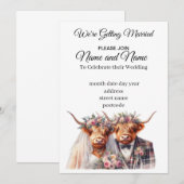 Highland Koe huwelijksuitnodiging Kaart (Voorkant / Achterkant)