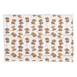 Highland Koe Ik hou van Moo Heart Kussensloop