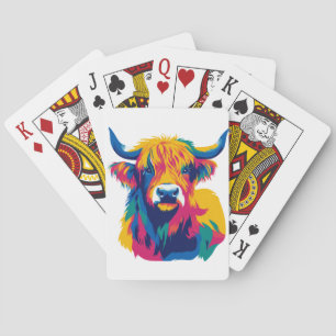 Highland Koe Illustratie Aquarel Schilderkunst Pokerkaarten