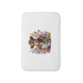 Highland Koe in Bloemenemmer, Schattige Badmat (Voorkant Verticaal)