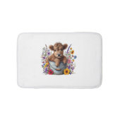 Highland Koe in Bloemenemmer, Schattige Badmat (Voorkant)