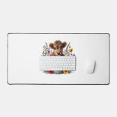 Highland Koe in Bloemenemmer, Schattige Bureaumat (Keyboard & Muis)