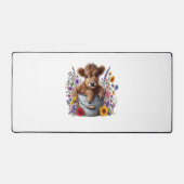 Highland Koe in Bloemenemmer, Schattige Bureaumat (Voorkant)