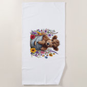 Highland Koe in Bloemenemmer, Schattige Strandlaken (Voorkant)