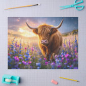 Highland Koe in een bloemenveld Tissuepapier (Craft)