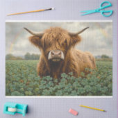 Highland Koe in een Clover Field Decoupage Tissuepapier (Craft)