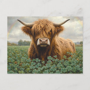 Highland Koe in een klaverveld Briefkaart
