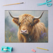 Highland Koe in Floral Meadow Close-up Tissuepapier (Craft)