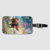 Highland Koe in het bloemenveld Bagagelabel (Voorkant (horizontaal))