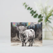 Highland Koe in het bos Briefkaart (Staand voorkant)