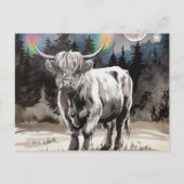 Highland Koe in het bos Briefkaart (Voorkant)