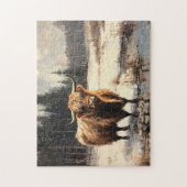 Highland Koe in het winterlandschap Legpuzzel (Verticaal)