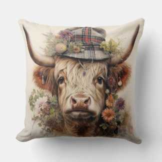 Highland koe in hoofdkleding 1 van 4 kussen