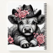 Highland Koe in Pet met bloemendecoratie Notitieboek (Achterkant)
