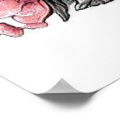 Highland Koe in Pet met Floral Decoration Poster (Hoek)