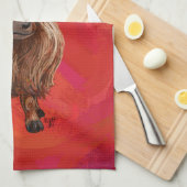 Highland koe in Santa Hat op rood Theedoek (Quarter Fold)