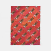 Highland koe in Santa Hat Patroon op Rood Fleece Deken (Voorkant)