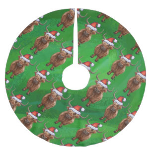 Highland Koe in Santa Hat Pattern op groen Kerstboom Rok