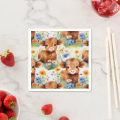 Highland Koe in wilde bloemen Servet (Insitu)