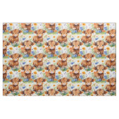 Highland Koe in wilde bloemen Stof (Yard (91,4 cm))