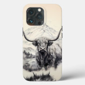 Highland Koe iPhone Case met Majestic Mountains (Achterkant)