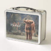 Highland koe kalf herfstgras monogram initiaal (Achterkant)