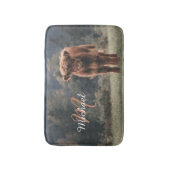 Highland koe kalf herfstgras monogram initiaal badmat (Voorkant Verticaal)