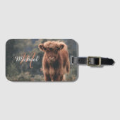 Highland koe kalf herfstgras monogram initiaal bagagelabel (Voorkant (horizontaal))