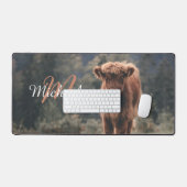 Highland koe kalf herfstgras monogram initiaal bureaumat (Keyboard & Muis)
