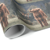 Highland koe kalf herfstgras monogram initiaal cadeaupapier (Rol Hoek)