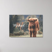 Highland koe kalf herfstgras monogram initiaal