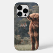 Highland koe kalf herfstgras monogram initiaal Case-Mate iPhone case (Achterkant)