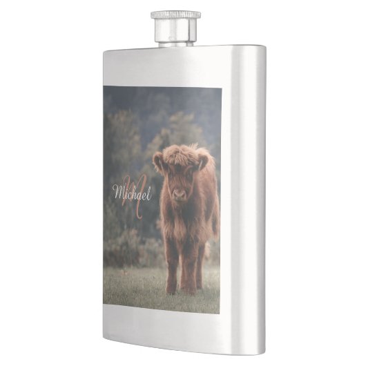 Highland koe kalf herfstgras monogram initiaal flacon (Links)