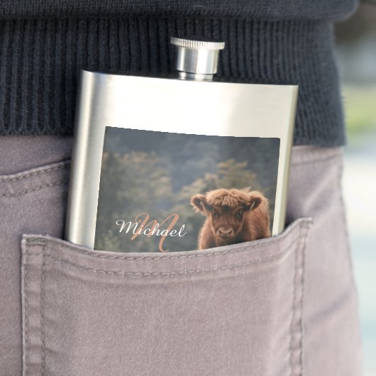 Highland koe kalf herfstgras monogram initiaal flacon (Voorbeeld)