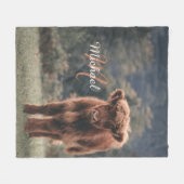 Highland koe kalf herfstgras monogram initiaal fleece deken (Voorkant (Horizontaal))