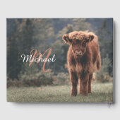 Highland koe kalf herfstgras monogram initiaal gastenboek (Achterkant)