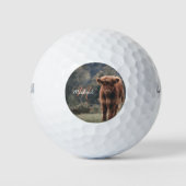 Highland koe kalf herfstgras monogram initiaal golfballen (Voorkant)