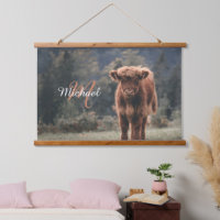 Highland koe kalf herfstgras monogram initiaal