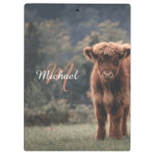 Highland koe kalf herfstgras monogram initiaal klembord (Achterkant)