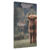 Highland koe kalf herfstgras monogram initiaal klembord (Rechts)