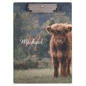 Highland koe kalf herfstgras monogram initiaal klembord (Voorkant)