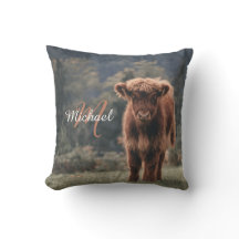 Highland koe kalf herfstgras monogram initiaal