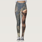 Highland koe kalf herfstgras monogram initiaal leggings (Voorkant)