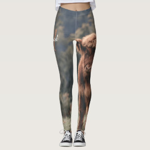 Highland koe kalf herfstgras monogram initiaal leggings