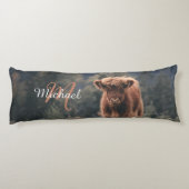 Highland koe kalf herfstgras monogram initiaal lichaamskussen (Achterkant)