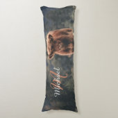 Highland koe kalf herfstgras monogram initiaal lichaamskussen (Voorkant Verticaal)